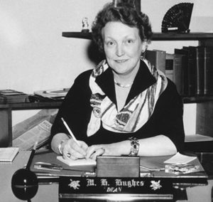 Dean of Women, M. Hazel Hughes, at her desk in 1952