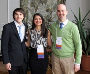 Guiding the highly successful third annual TCK/Global Nomads Conference at Clark University (Feb. 21) are, from left: Santiago Deambrosi '17, TCK conference student co-chair; Farah Weannara '16, TCK Student Coordinator and conference chair; and Scott Keller, International Students & Scholars Office assistant director.