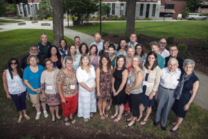 Above: APA-Clark High School Teachers' Workshop, July 2014. Front row: 1st from right, Dr. Nancy Budwig, Associate Provost and Dean of Research; 2nd from right, Dr. Lee Gurel, workshop sponsor