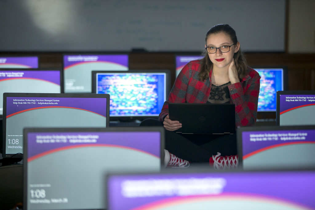 Samantha Hughson in Clark computer lab