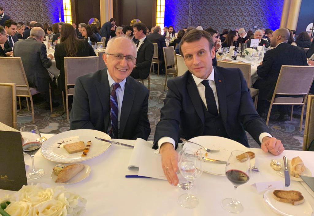 Taner Akcam with French President Emmanuel Macron