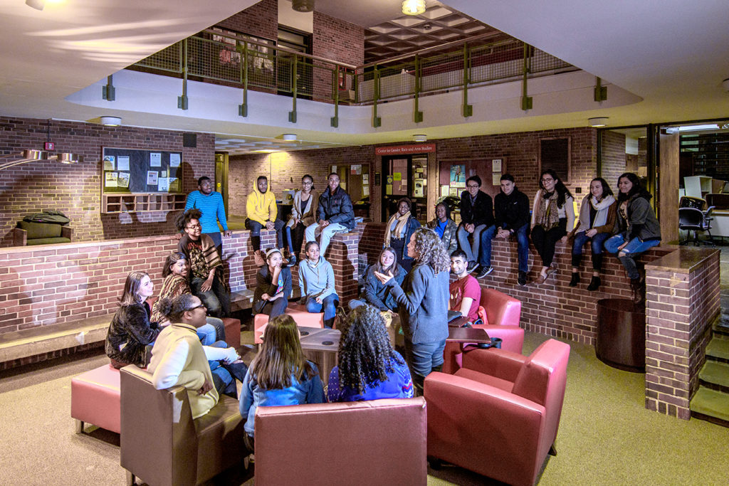 Students attend an event in Dana Commons