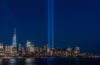 New York City skyline with World Trade Center memorial lights