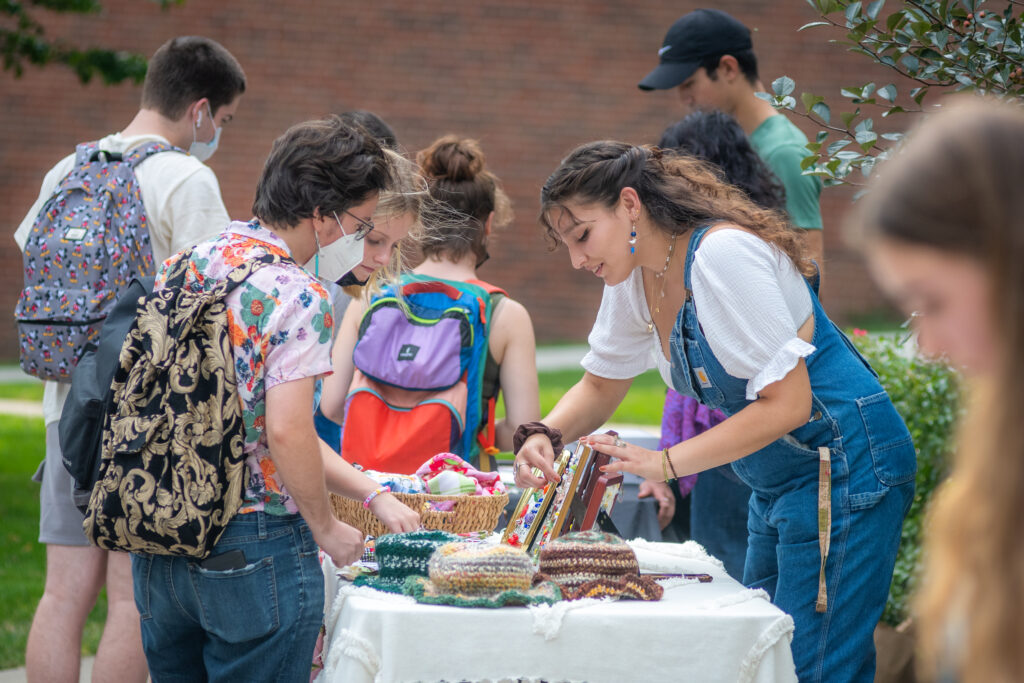 Student entrepreneurs sell their products during a Clark Collective Pop-Up event in Red Square earlier this fall.