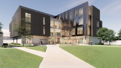 Architect's rendering of the Center for Media Arts, Computing, and Design