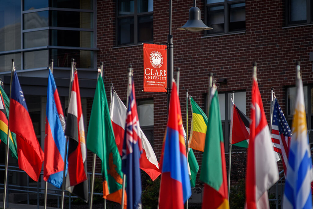 international flags on campus