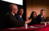 From left: Robert Johnston, Christopher Williams, Rinku Roy Chowdhury, and Edward Carr discuss "Global and Climate Change."