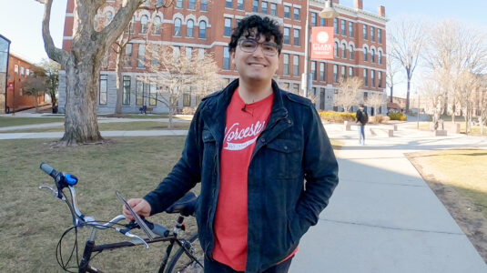 student with bike