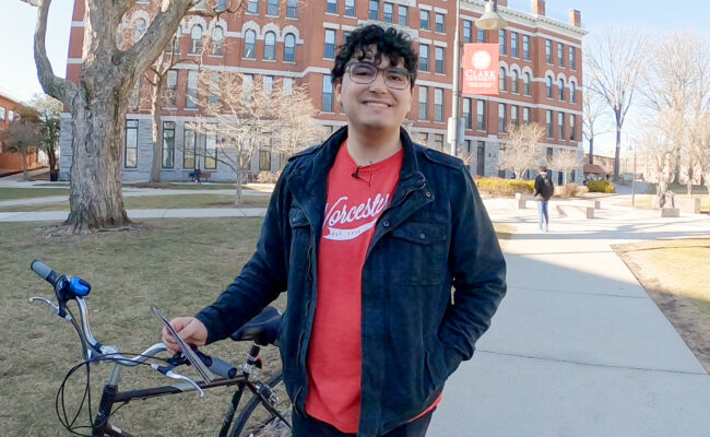 student with bike