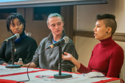 students speak on tech panel