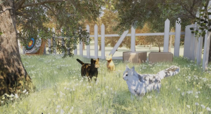 cats in field from VR game