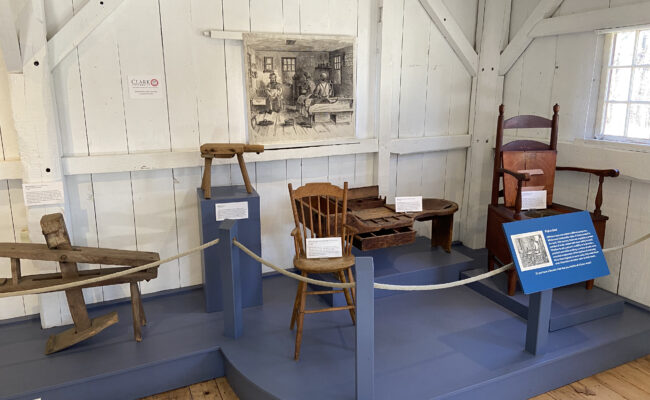 Clark students curated a historic char exhibit at Old Sturbridge Village.