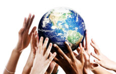 Hands supporting Earth