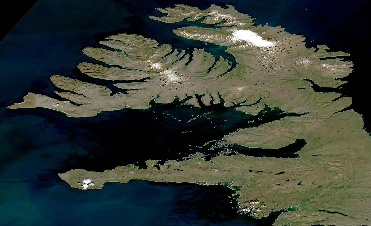 True-color satellite image of northwest Iceland