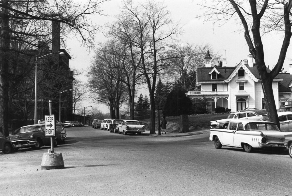 Woodland St./Downing St. intersection, Worcester, 1964