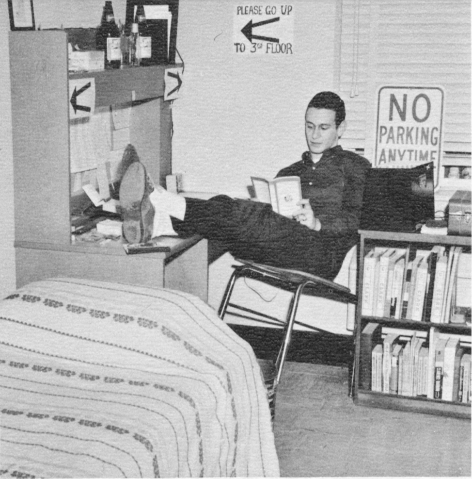 A student in a Clark University dorm room, 1960