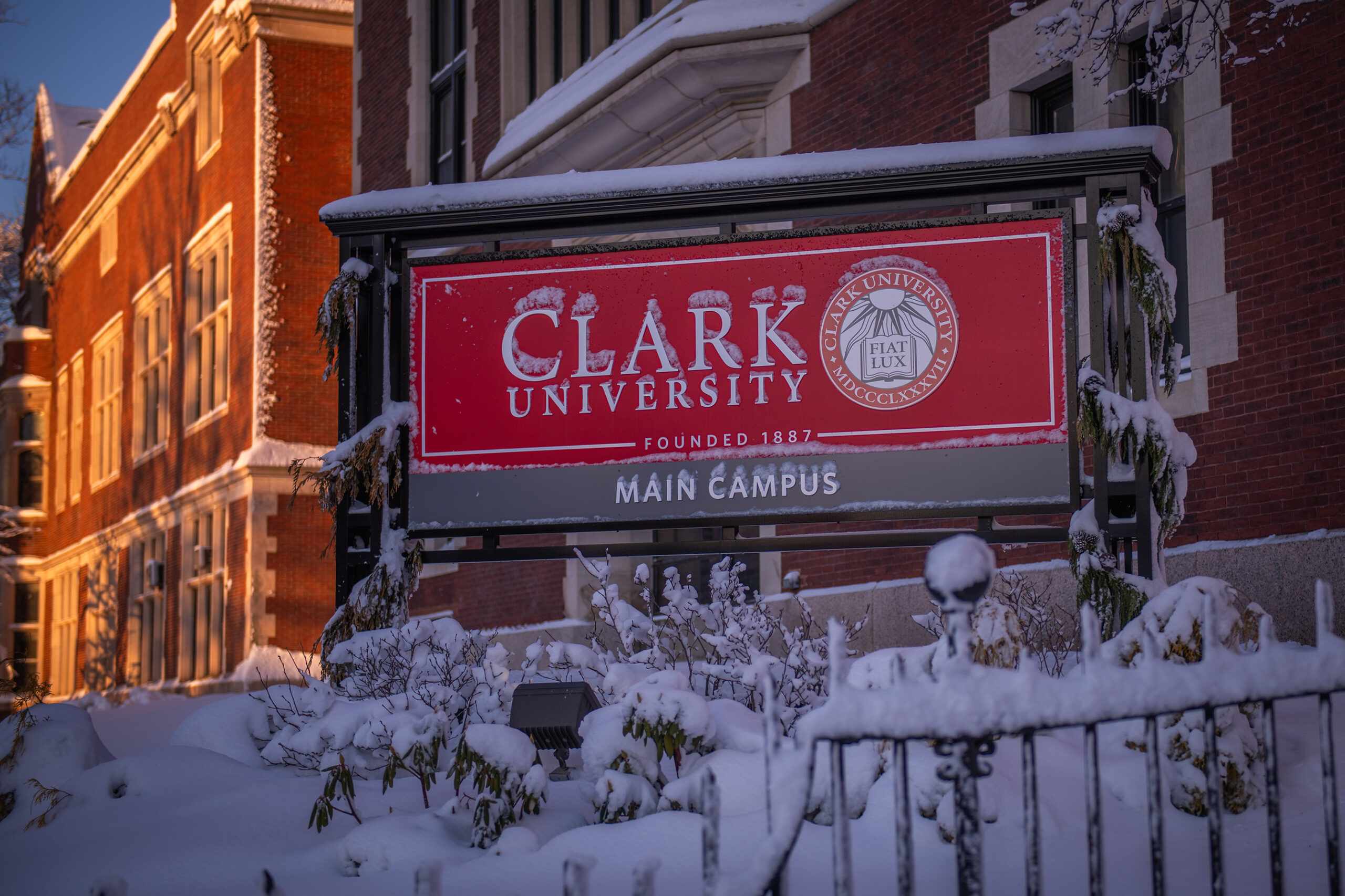 Clark University after the first snowfall of 2024