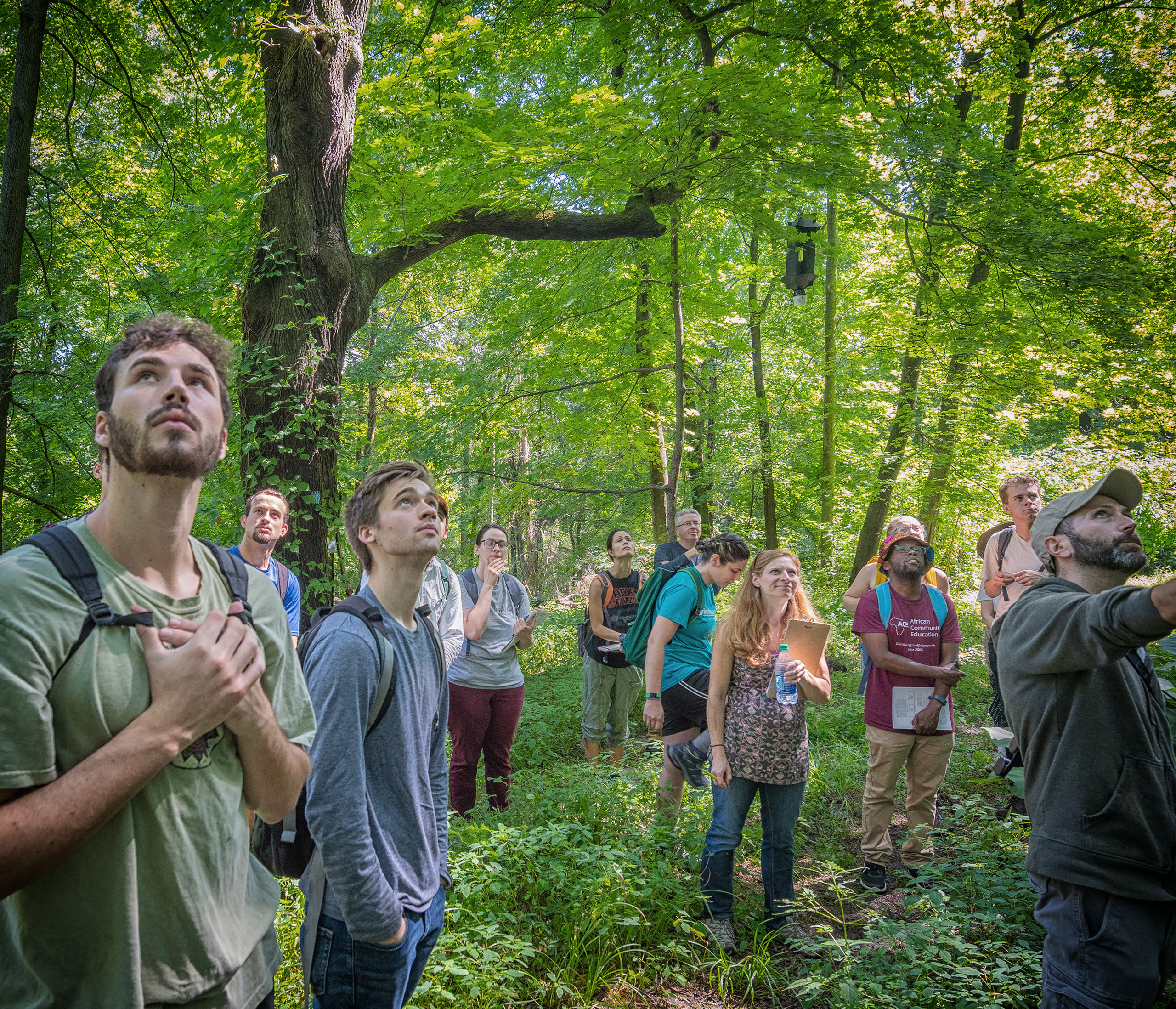 Professor John Rogan leads a tour of the Hadwen Arboretum.