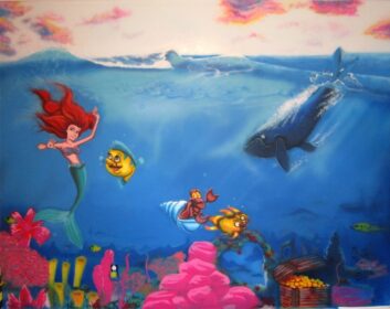 painted mural depicting underwater scene