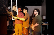 Tobi Pitan, Aidan Hilaire, and Zeke Fairley on the set of Moving Room